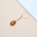 Golden keychain with natural brown-spotted cowrie shell accessory for beach theme style - 64# (Brown Spotted Rounded Shell)