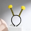 Cute bee headband with yellow fuzzy pom-poms and black spiral antennae for party costumes - Yellow Ball & Black-Yellow Striped Antenna