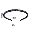 Handmade black beaded headband with crystals, 0.9cm width and 12cm diameter size guide - Black Beaded Style (1100-7)