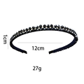 Handmade headband with dense black faceted crystals and clear rhinestones, 12cm width - Black Rhinestone Style (1100-2)