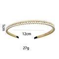 Golden headband with double-row white pearls and shiny rhinestone inlay, 1cm wide - Double Row Pearl Rhinestone Style (1100-3)