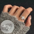 Adjustable silver heart ring with clear zircon and vintage molten texture frame - Vintage Silver With Heart Rhinestone Style (JZ7885)