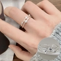 Double-layer silver open ring with star charm and sparkling cubic zirconia stones - Double Layer Star Rhinestone Open Ring