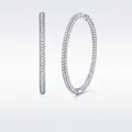 Sparkling S925 sterling silver hoop earrings set with multi-row moissanite stones - E13369 Moissanite 1.5mm*732pcs