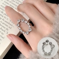 Elegant silver open ring with sparkling cubic zirconia stone inlay for women - Open Adjustable / Oval Star Diamond