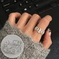 Silver hollow heart cross ring with adjustable open band for women in industrial style - Silver Hollow Heart Cross Pattern Style (JZ7886)