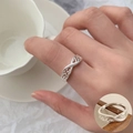 Silberner Unendlichkeitsring mit filigraner Textur und verstellbarem offenem Design - Infinity-Filigran-Webstil (JZ5232)