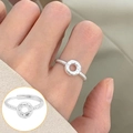 Silver open ring featuring a hammered doughnut circle and twisted rope band details - Open Adjustable / Hammered Donut Braided Style (JZ7514)