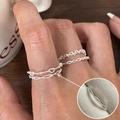 Set aus silbernem Herzring und gedrehtem Ring für elegantes Stapel-Design - Herz-Gedrehter Kombistil (JZ7307)