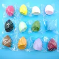 Set of 12 multi-colored slanted makeup sponges individually wrapped in plastic packaging - Slanted Bevel (Clear Bag) / Coffee