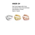 Detailed size chart showing 18K gold plated heart earrings with zircon inlay dimensions - Polished Heart Hoop Earring Buckle (HK09-3#)