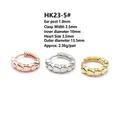 Detail view of heart-shaped hoop earrings in gold, silver and rose gold with 10mm inner diameter - 3D Intertwined Hearts Earring Buckle (HK23-5#)