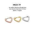 Macro shot of 18K gold plated heart earrings in rose gold, yellow gold, and silver finishes - Beaded Edge Heart Earring Buckle (HK23-7#)