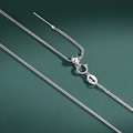 Adjustable S925 sterling silver Chopin chain necklace with needle slider and spring clasp - White Gold 1.0mm Chopin Chain (45cm)