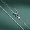 S925 sterling silver Chopin chain with needle pin and lobster clasp on green background - White Gold 1.2mm Cross Chain (45cm)