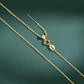 S925 sterling silver Chopin needle chain in golden finish for threading beads - Yellow Gold 1.2mm Cross Chain (45cm)