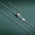 Detailed S925 sterling silver bead chain with adjustable spring clasp on green backdrop - White Gold 1.0mm Ball Chain (45cm)