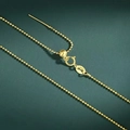 Adjustable S925 sterling silver beaded chain necklace with golden finish and spring clasp - Yellow Gold 1.0mm Ball Chain (45cm)