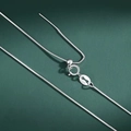 Adjustable S925 sterling silver snake chain necklace with slider bead and spring clasp - White Gold 0.65mm Snake Chain (45cm)