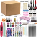 Kit per unghie professionale con lampada SUNmini, trapano e glitter decorativi - Set Nail Art 03