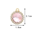 Pink gemstone pendant with white crystal halo in gold finish for jewelry making - Round Zircon / Pink