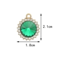 Golden round pendant with a large green faceted gemstone and white diamond halo border - Round Zircon / Green