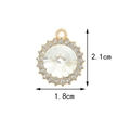 Golden round crystal pendant charm with rhinestone halo for DIY jewelry making - Round Zircon / White