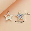 DIY gold star pendant and purple crystal star charm for jewelry making projects - Pentagram / Pink