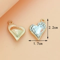 Golden heart alloy pendant with crystal inlay and rhinestone border, size 2.2x1.7cm - Heart / White