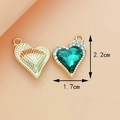 Golden alloy heart pendant with dark green crystal stone for DIY jewelry making - Heart / Green