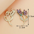Star and flower alloy pendant with iridescent rhinestones in gold finish, 3.5cm height - Wheat Ear / Colorful