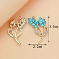 Light blue crystal leaf pendant set with gold plating and rhinestones for DIY jewelry - Wheat Ear / Lake Blue