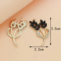 Golden flower pendant with black marquise stones and crystal accents for jewelry DIY - Wheat Ear / Black