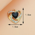 Golden heart alloy pendant with black gemstone and white rhinestones, size 1.8cm - Heart / Black