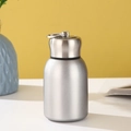 Mini matte silver 316 stainless steel vacuum flask with a convenient carry ring - Silver