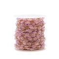 DIY handmade stainless steel 1.5mm flat chain with purple beaded flowers on a roll - Purple
