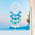 Handmade unicorn shell wind chime dreamcatcher with blue gradient shell discs - Finished Product / Rainbow Horse Summer-Blue