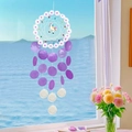 Unicorn dream catcher shell wind chime with white floral ring and purple gradient scales - Finished Product / Rainbow Horse Summer-Purple