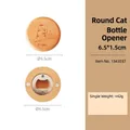 Magnetic beech wood beer bottle opener with cute cat laser engraving and round design - Beech Round Tabby Cat