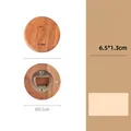Round acacia wood bottle opener featuring a cute cat illustration and magnetic back - Acacia Round Spotted Cat