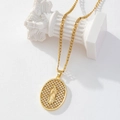 Gold plated Mary oval pendant necklace with cubic zirconia micro-pave on cuban chain - Gold/Virgin Mary Pavé Oval Medallion/Cuban Chain/J1