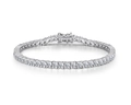 Funkelndes S925 Sterlingsilber Moissanit Tennisarmband mit sicherem Doppel-Sicherheitsverschluss - 3mm Strass Weißgold 15cm