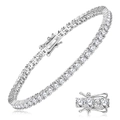 Elegantes Moissanit Tennis-Armband aus S925 Sterlingsilber mit sicherem Doppelverschluss - 3mm Moissanit Weißgold 17cm