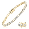 Elegantes goldenes S925 Sterlingsilber Moissanit Tennisarmband mit Sicherheitsverschluss - 3mm Moissanit Gold 17cm