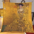 Artistic silk scarf featuring Gustav Klimt Portrait of Adele Bloch-Bauer I in golden tones - 90x90cm / Klimt - Portrait of Adele