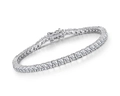 Sparkling S925 sterling silver tennis bracelet with round-cut moissanite stones - 3mm Rhinestone White Gold 17.5cm