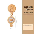 Abrebotellas redondo de madera con grabado de gato e imán para refrigerador - Redondo Con Mango - Gato Calicó