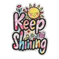 Acrylic school season pendant featuring sun, flowers, and Keep Shining text print - Inspirational Charm Style 4 (MACR-K362-01E)