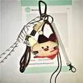 Plush cat charm set with woven rope and carabiner for backpacks and keychains - Spring Rope Pendant / Red Hat Cat