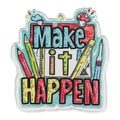 Acrylic back to school pendant with pencil design and Make it HAPPEN text - Inspirational Charm Style 5 (MACR-K362-01F)